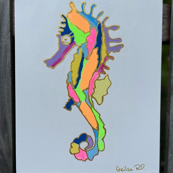 Original Abstract Seahorse Painting